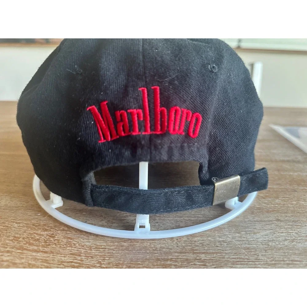 Marlboro Vanguard Black Red Embroidered M Logo Strapback Hat‎ Cap Vintage Style